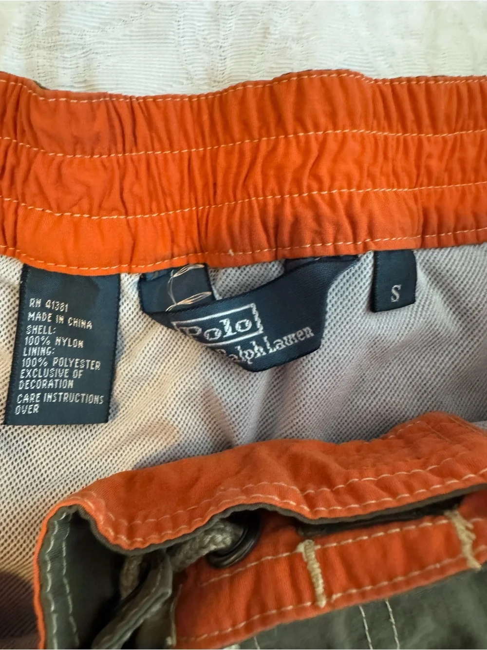 Polo Ralph Lauren Olive Swim Shorts with Orange Accent